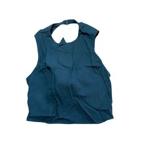 Halara NWOT Tie Back Cropped Casual Linen-Feel Tank Top Black Size Large